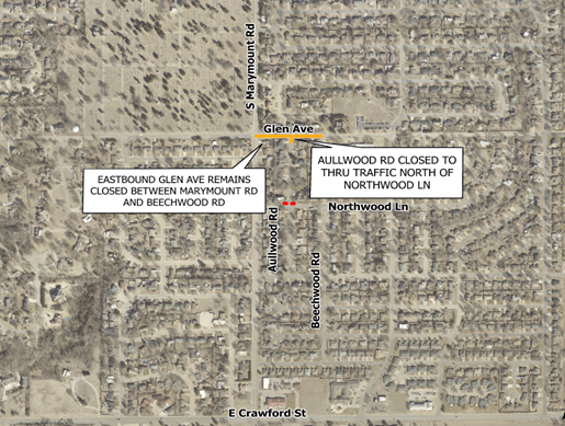 Map showing locations of road closures on Glen Avenue - News Image